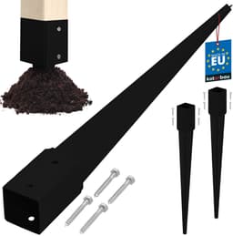 Kotarbau Zwart Stalen Grondanker Set - 51x51x600mm - Voor Pergola en Tuinhuis — thumbnail 1