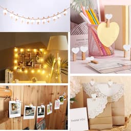 Houten wasknijpers 100 stuks minivormig met 30 meter jute voor fotokaarten decoratie scrapbooking — thumbnail 4