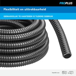 ProPlus Afvalwaterslang - 10 m - Afwatering - Temperatuurbestendig - Flexibel en Uittrekbaar - ø 19 mm - Voor het Geleiden van Afvalwater vanuit caravans/campers, vijvers en zwembaden - Afvoerkanaal - Zwart — thumbnail 3