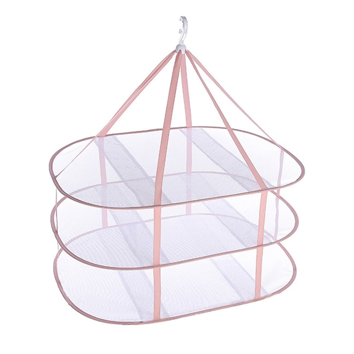 QTTVBTNA - Droogmand - 3-Laags Mesh Droognet - Leg plat om te drogen - Voorkomt vervorming van kleding - Hangende droogrek - Opvouwbaar - Roze - 78x61cm - 1 stuk — afbeelding 1