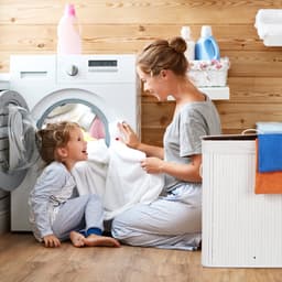 Wasmand met deksel - 80 liter - opvouwbaar - wit — thumbnail 2