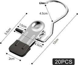 20 metalen wasknijpers - broekclips - droogclips - sokkenclips - kledinghangers zonder resten - roestvrij staal - multifunctionele antislip wasknijpers - geschikt voor het ophangen van kleding, sokken, broeken en schoenen, zwart — thumbnail 3
