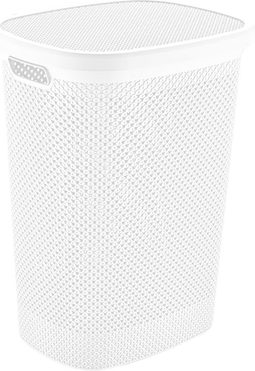 Bathroom Solutions Wasmand - wit - 60 liter - 37 x 46 x 60 cm - met deksel — afbeelding 1