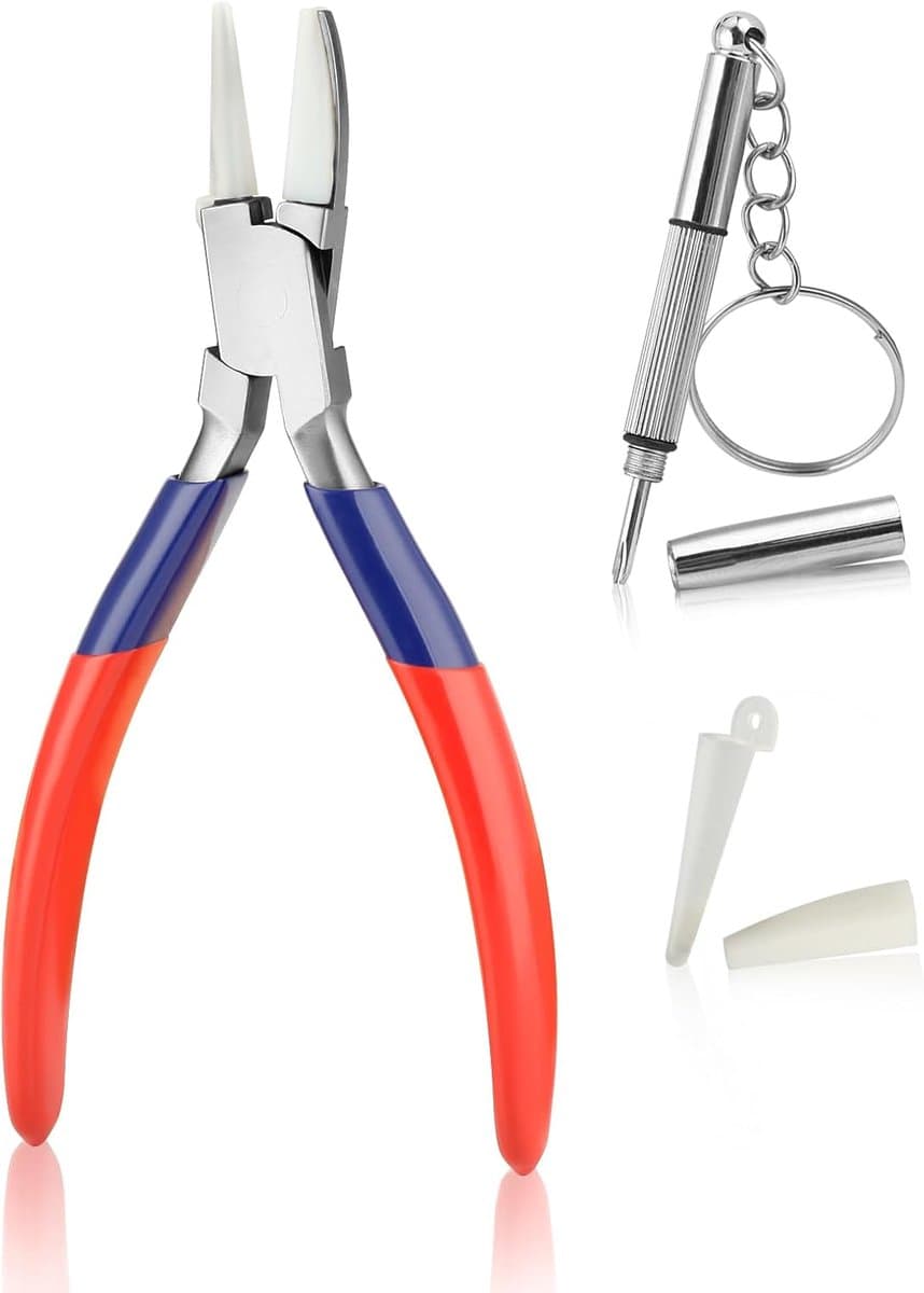 Ronde & Nylon Kaak Brillen Frame Tang Brillen Reparatie Tang Aanpassen Brillen Armen Frame Tang Brillen Frame Tang Ronde en Platte Tang Sieraden Maken Tang — afbeelding 1