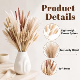 Gedroogde pampasbloemen, natuurlijk, boho-stijl, tafeldecoratie voor bruiloft, huis, woonkamer, vaas, rustiek feest, babyshower en binnen — thumbnail 4