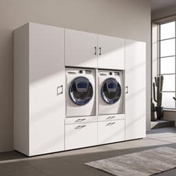 Roomart SERIE 2 Wasmachine Ombouwkast 254x205 cm - Kastenwand met 2 Hoge Kasten - Wit — thumbnail 3