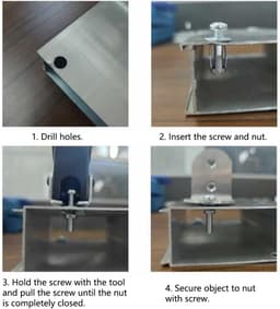 Holle metalen holteankers, 10 stuks M6 extra korte holle muurankers, holle deurbevestigingen voor 0-5 mm deurwand, aluminiumplaat, ijzeren plaat, houten plank (25 mm) — thumbnail 5