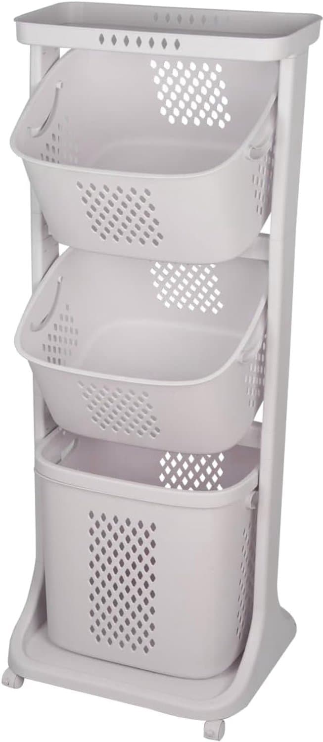 Wasmand,4 verdiepingen, vuile wasmand, opslag met 3 vakken, afneembaar, 44 x 33 x 110 cm — afbeelding 1