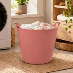 Flexibele kuip - 2x - roze - 40 liter - met handvatten - 45 cm - kunststof - emmer - wasmand — thumbnail 4
