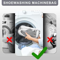 2 Stuks Schoenwaszak, Schoenwaszak voor Wasmachine Upgrade met 360° Reiniging en Ritssluiting, Schoenenwaszakken Herbruikbaar, Waszakken voor Schoenen, Wassen tas Sneakers, 39x19cm(Wit) — thumbnail 3