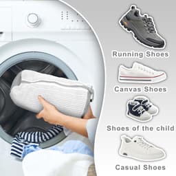 2 Stuks Schoenwaszak, Schoenwaszak voor Wasmachine Upgrade met 360° Reiniging en Ritssluiting, Schoenenwaszakken Herbruikbaar, Waszakken voor Schoenen, Wassen tas Sneakers, 39x19cm(Wit) — thumbnail 2