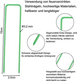Dailygoods- Grondanker 30 stuks - U-vormige nagels 15 cm - Anti-roest — thumbnail 2
