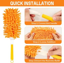 Herbruikbare 360° Wasbare Duster Set van 12 Stuks met Handvat en Waszak - Superzacht voor Meubels, Keuken en Auto — thumbnail 5