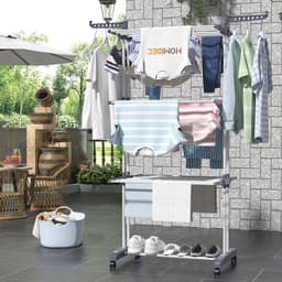 Opvouwbaar Wasrek - Droogrek Verticaal - Kleding Drogen - Met Wielen - 172 cm Hoog - Grijs — thumbnail 4