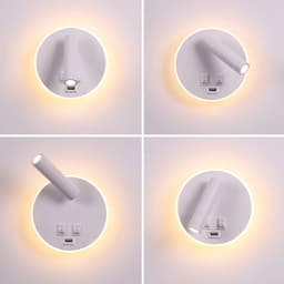 Draaibare Wandlamp Slaapkamer USB-laadstation Spot Slaapkamer Leeslamp 3000K (3W + 9W) — thumbnail 5
