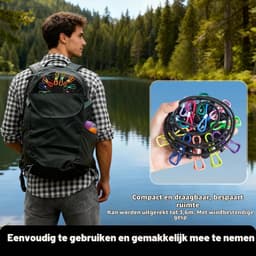 Waslijn, outdoor waslijn, intrekbaar met 12 clips en 13 stuks positioneringsgespen voor reizen, vakantie, outdoor, camping, 180-360 cm — thumbnail 5