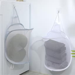 2 hangende wasmanden, uitschuifbare mesh wandwasmand, opvouwbare uittrekbare mesh opbergmand geschikt voor thuis, reizen, camping, badkamer — thumbnail 2