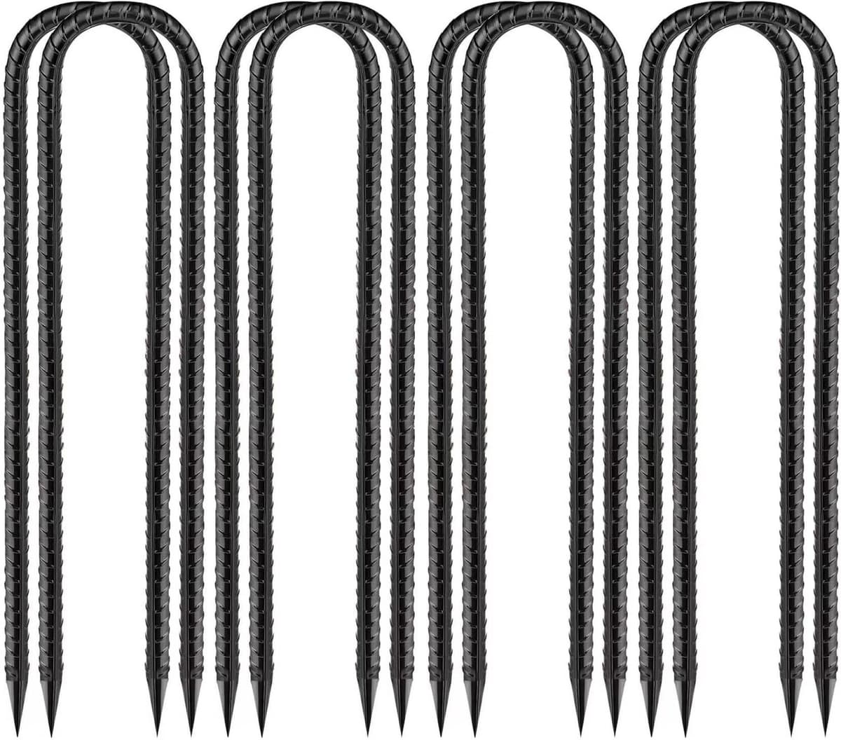 Grondanker U-vormig 30 cm - 8 stuks - Verzinkt Staal - Tentnagels - Grondpennen - Sterk en scherp - Tentharing — afbeelding 1