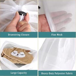 5-delige wasnet set voor de wasmachine, fijne gaas waszakken met trekkoord, ideaal voor delicate kleding en sweaters — thumbnail 4