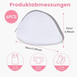 Wasnet voor BH's - Wit - 18 x 15 cm - Halfrond en Duurzaam - Voor Ondergoed en Gevoelige Kledingstukken — thumbnail 3