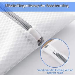 Waszakken voor Wasmachine - Wit - 50 x 60 cm - Herbruikbare Wasnetten met Ritssluiting - Voor Fijne Was en Ondergoed — thumbnail 2