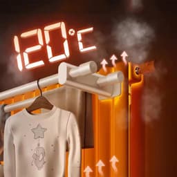 Radiatordroogrek Met Dubbele Stangen – Hittebestendig Tot 120°C En 50 cm – Energiebesparend En Geschikt Voor Paneel- En Schijfradiatoren – Zwart — thumbnail 4