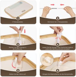 SnelShoppen - Wasmand met deksel, 3 vakken, 158 l, wassorteerder van 600D Oxford-weefsel, afneembare waszak, beige, wasbox voor woonkamer, badkamer, k — thumbnail 4