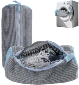 Dailygoods - Grijze Herbruikbare Wasmachine Schoenwaszakken met Verborgen Rits - 360° Reinigende Fluas — thumbnail 1