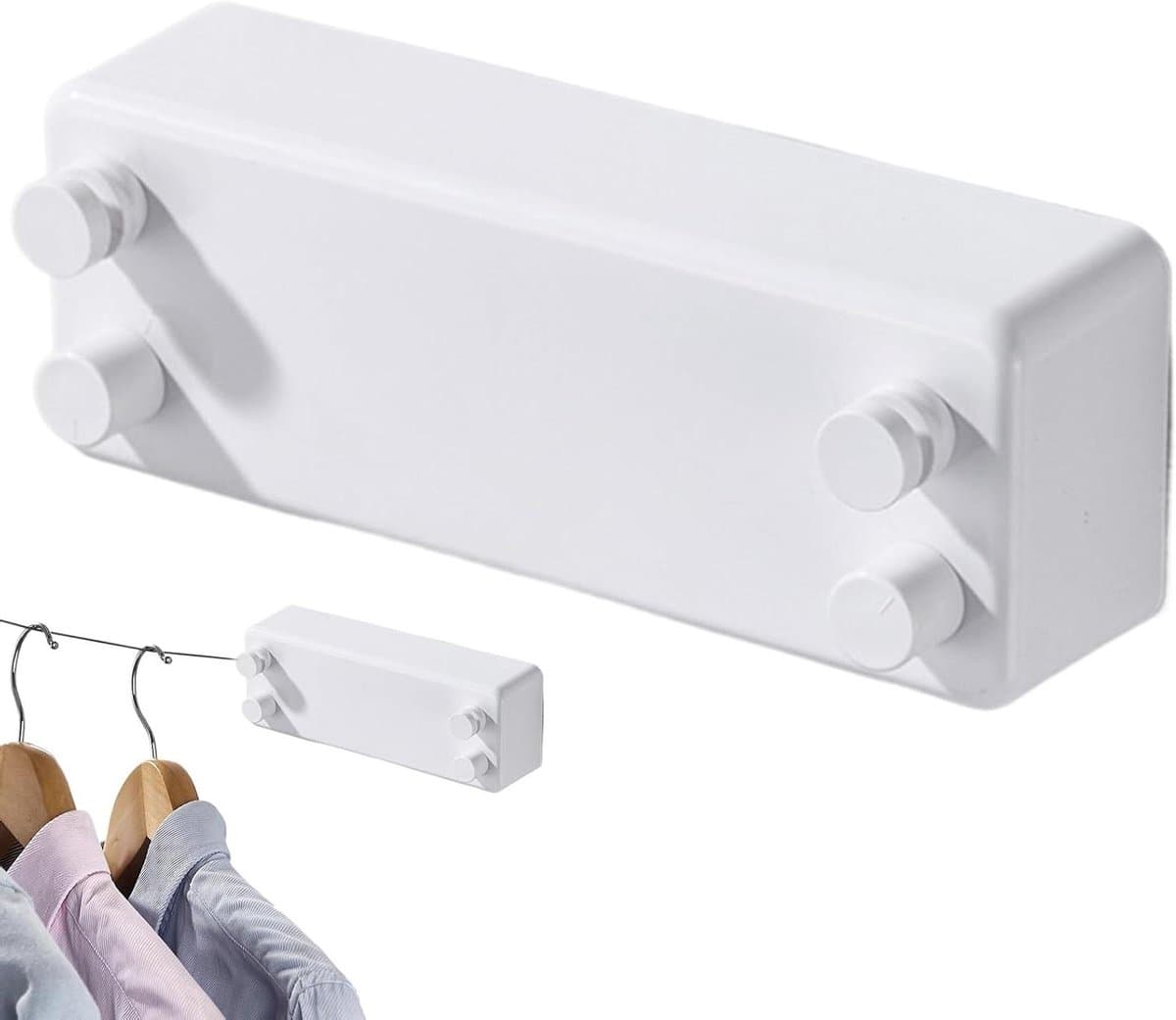 Uittrekbare Waslijn - Droogrek Binnen - Kleding Drogen - Geen Punch Installatie - 1 Meter - Wit — afbeelding 1