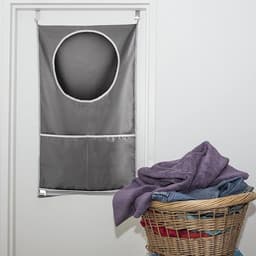 Hangende waszak, verstelbare wasmand met grote capaciteit met roestvrijstalen haken en zelfklevende haken voor was/verhuizing/opslag — thumbnail 3
