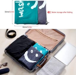 SnelShoppen - Pack van 2 Vouwbare Waszakken 120 Liter - Grote Opbergmand voor Vuile Was - Lichtgewicht Reistas - 61 x 92 cm - Grijs/Blauw — thumbnail 4