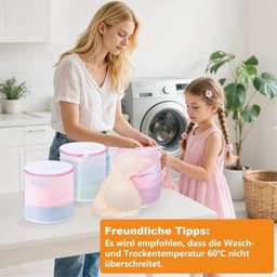SnelShoppen - Pack van 3 Wasnetten voor Bh's en Ondergoed, 18 x 20 cm, Roze Waszakken met Verborgen Rits, Dikke Herbruikbare Waszakken voor Ondergoed, — thumbnail 3