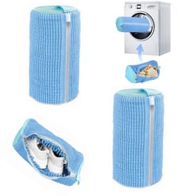 2 stuks - Schoenwaszak - Sneaker waszak - Wasmachine schoenreinigingszak - Herbruikbaar - Anti-vervorming - 360° Diepe Reiniging met Microvezel - 39 cm x 20 cm - Blauw - Geschikt voor de wasmachine — thumbnail 1