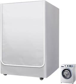 Beschermhoes voor wasmachine en droger met frontbelading, waterdicht en stofdicht, Oxford-polyester, zilverkleurig, met ritssluiting, maat L: 51-57 x 60 x 85 cm — thumbnail 1