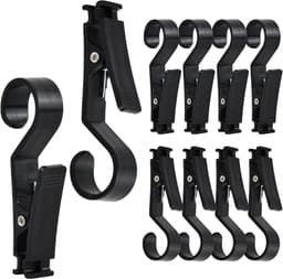 10 stuks draagbare washaken anti-slip opknoping clips wasknijpers hangers met clips plastic camping haken hanger clips voor kleding gordijn badhanddoek hoed lakens jas camping lamp (zwart) — thumbnail 1