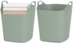 Excellent Houseware Flexibele emmer - 2x - groen - 15 liter - kunststof - vierkant - 37 x 30 cm — thumbnail 1