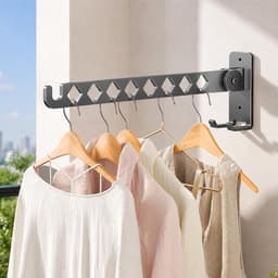 Inklapbaar droogrek voor aan de muur, robuust en ruimtebesparend, ideaal voor badkamer, balkon en wasruimte, perfect voor kleding en handdoeken — thumbnail 1