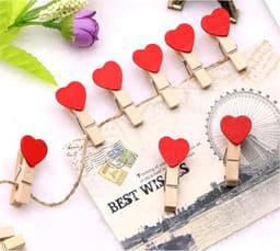 SnelShoppen - Andiker Mini Wasknijpers Houten Hartvorm met 2 m Jute Touw, Decoratieve Haakjes voor Bruiloften, Feestjes, Fotolijsten, Kaartdecoraties — thumbnail 5