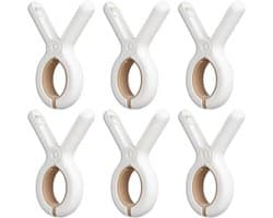 Wasknijpers Kunststof - Handdoekclips Strand - Was Ophangen - Goede Houdkracht - 6.5x9.5cm 100 stuks - Wit