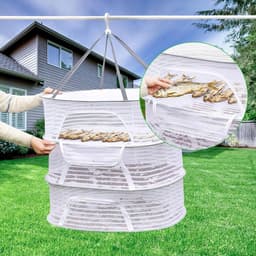 Multifunctioneel Droognet - Hangend Kruiden Droogrek - 3 Lagen - 70x50 cm - Ophangbaar - met Rits - Ruimtebesparend - Voor Kruiden Bloemen en Kleding - Balkon — thumbnail 5
