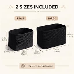 Set van 2 opbergmanden voor badkamer, haakmand, decoratieve opbergmand, kleine opbergmanden, kleine opbergmanden voor slaapkamer, keuken, kast, speelgoed, make-up — thumbnail 5