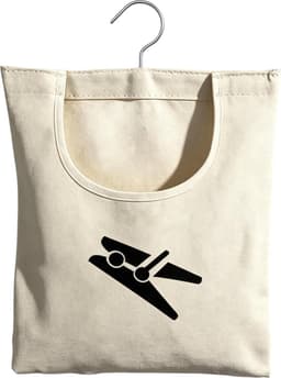 KZQ Opbergzak voor wasknijpers — Katoenen canvas zak voor wasknijpers met haak (om op te hangen) - Wit - 32 x 28 cm — thumbnail 1