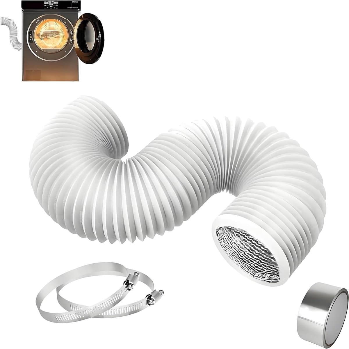 Afvoerslang Flexibel - Afzuigbuis Ventilatie - Lucht Verplaatsen - Vlamvertragende Coating - 100 mm x 25 m - Wit — afbeelding 1
