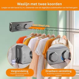 CRLYN® Waslijn Uittrekbaar - Drooglijn Oprolbaar - Roldrooglijn — thumbnail 3