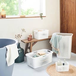 Pixel, wasmand 40l, gerecycled plastic, gebroken wit, 4 zijgrepen, ventilatie aan 4 zijden — thumbnail 2