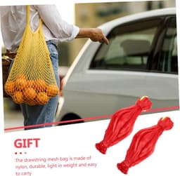 Fruitnetzakken - Opbergzakken Groente - Fruit Bewaren - Sterke Elasticiteit - 35 cm - Rood — thumbnail 4