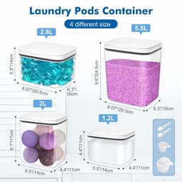 Omgoods- Wasmiddelopslag 4 Stuks - Plastic Opbergdoos - Maatbekers - 5,5/2,8/2/1,2 l Capaciteit - Organisatie voor Wasmiddel - Wasparfum Opslag - Wasmiddelcontainer — thumbnail 5