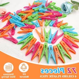 Wasknijpers 72 stuks - Stevige Kunststof - Windbestendig - Antislip - Kleur: Groen/Blauw/Oranje/Paar - Hoogspanningsveer Roestvrij Staal - Wasknijper — thumbnail 4
