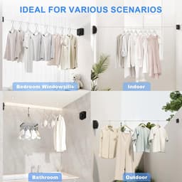 Uitschuifbare Waslijn - Intrekbare Kledinglijn - Kleding Drogen - Anti-Doorzak Ontwerp - 48 Meter - Zwart — thumbnail 3