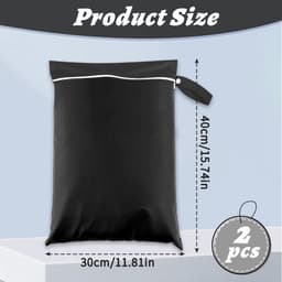 2 stuks natte tas, reiswaszak, grote natte tas, vuile waszak voor op reis, waterdichte zwemtas, tas voor natte zwemkleding 30 * 40cm (zwart) — thumbnail 3